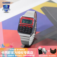 卡西歐（CASIO） 男表女表卡西歐手表男女情侶表學(xué)生時(shí)尚運動(dòng)表太陽(yáng)能雙顯電子表 CA-500WE-4BDF經(jīng)典銀紅 可計算器