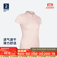 迪卡儂（DECATHLON）Polo衫男女運動T恤夏翻領男短袖寬松半袖公司工服速干T恤 女款-粉色 M -L