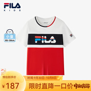 FILA斐樂(lè )童裝男女小童T恤純棉2025夏裝新款兒童韓版洋氣半袖上衣 火紅-RD 120