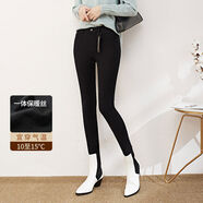 捷純jettrain深藍色牛仔褲女冬高腰鉛筆褲彈力加絨2024年秋冬新款小腳加厚 黑色長(cháng)褲高腰款1399x 40 261尺9