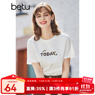 betu百圖女裝春裝新款寬松韓版卡通印花短袖T恤ins潮JD2102T08 白色 M