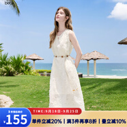 百圖betu女裝2025夏季新款連衣裙無(wú)袖羽毛流蘇背心氣質(zhì)裙子女2506T52 淺杏色 S