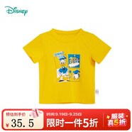 迪士尼寶寶（Disney Baby）迪士尼童裝兒童T恤米奇米妮印花圓領短袖T恤純棉 男童亮黃(S1719) 24個月/身高90cm