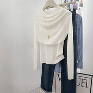 小紅書爆款假兩件蕩領(lǐng)針織打底衫女早秋季義烏大朗毛衣廣州十三行 白色搭配工裝褲搭配闊腿褲裙皮衣沖鋒衣配半身裙配瑜伽 S S