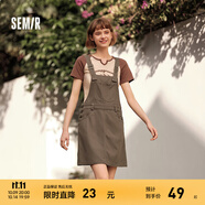 Semir森馬背帶裙女疊穿小個(gè)子短裙24夏季時(shí)尚寬松連衣裙復(fù)古百搭 咖啡50892 L