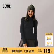 森馬（Semir）毛衣女冬季舒適緊身半高領(lǐng)正肩純色羊毛衫顯瘦打底衫101724107003