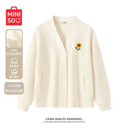 名創(chuàng)優(yōu)品（MINISO）休閑外套女秋冬新款百搭寬松長袖v領開衫氣質女裝潮流外搭針織衫 奶白(mt朝陽之花胸標) XL (推薦體重130-150斤)