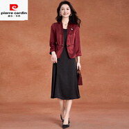 皮爾卡丹喜婆婆婚宴套裝禮服連衣裙春秋夏2025新款爆款高端輕奢高級感媽媽 紅色-新中式國風(fēng)喜媽媽婚宴禮服 L 【適合106-115斤】