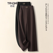 唐謎咖色西裝闊腿褲女秋冬季2025新款高腰大碼休閑褲寬松加厚直筒褲子 咖色 M 27/建議85-95斤