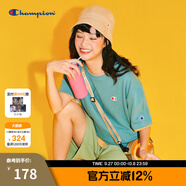 Champion冠軍短袖夏季新款男女全棉舒適簡約小C LOGO圓領情侶套頭T恤 灰藍色 L
