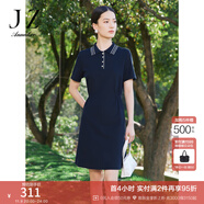 玖姿·安娜蔻POLO領(lǐng)短袖連衣裙女裝夏款輕運動風(fēng)休閑裙 丈青 L
