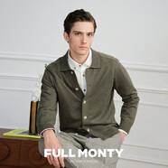 FULL MONTY【翻領可機洗羊絨混紡】男士毛衣開衫綠色針織衫長袖外套2025秋冬 豆綠色80070 【25秋冬升級款】 2XL
