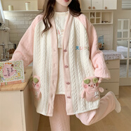 歐鹿汐月子服秋冬季純色空氣棉夾層三件套孕婦睡衣冬天產(chǎn)婦產(chǎn)后哺乳喂奶 OAB-6104 M 碼(建議95-110斤)