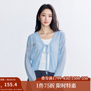 茵曼（INMAN）章若楠同款歐若風(fēng)鏤空薄女裝開衫針織衫2025年春秋季新款短款外套 星空藍(lán) M