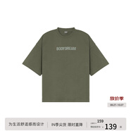 BODYDREAM索羅娜涼感短袖男夏季重磅破洞情侶裝t恤五分袖休閑上衣 軍綠色 （破洞版） 2XL