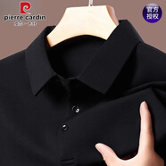 皮爾卡丹（pierre cardin）男子長袖t恤春秋季新款翻領底褲襯衫運動衫休閑棉大尺寸Polo衫 長袖2401黑色X 4XL 190 推薦180-210斤