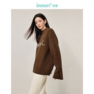 茵曼（INMAN）半高領(lǐng)毛衣2025春秋季女裝新款開(kāi)叉長(cháng)袖套頭打底衫針織衫 棕色 L