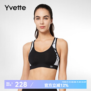 薏凡特（YVETTE）高強度女士運動內(nèi)衣無鋼圈美背收副乳健身瑜伽運動文胸HM0080025 1006黑色十花色 80B