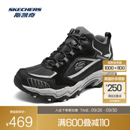 斯凱奇（Skechers）2025年春季男女云霄防水徒步鞋緩震輕盈耐磨戶外鞋 黑色/灰色/BKGY 36.5