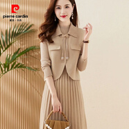 皮爾卡丹（pierre cardin）感時尚毛衣套裝裙子女2025秋冬裝新款馬夾兩件套裝顯瘦針織連衣裙 駝色 原版 S (80-100斤)