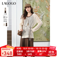 LAGOGO波禧風(fēng)氣質(zhì)連衣裙兩件套女拉谷谷2025年秋季新款優(yōu)雅連身裙 深咖啡 S