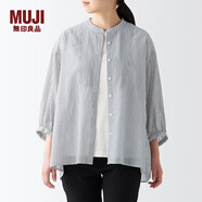 無(wú)印良品 MUJI 女式 水洗 棉強捻 七分袖罩衫 BCA36A2S