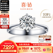 喜鉆鉑金鉆戒女六爪結婚鉆石戒指求婚戒指結婚鉆戒婚戒送女友生日禮物 【GIA雙證】40分H色VS1 3EX N