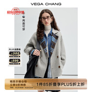 VEGA CHANG【精英衣櫥】【綿羊毛+羊駝毛】雙面呢女2025新款高級(jí)感穿外套 北歐藍(lán)格紋 L