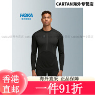HOKA ONE ONEHOKA男款秋季速干透氣輕量高彈戶外越野跑半拉鏈上衣 黑色（尺碼 S