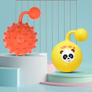 費(fèi)雪（Fisher-Price）兒童玩具小皮球甩甩搖鈴球黃色(含辰太按摩球紅色)生日禮物禮品
