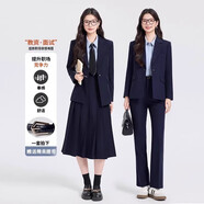 普妮姿大學(xué)生公務(wù)員面試職業(yè)西裝套裝女教資穿搭高級感正裝西服外套秋季 KR9113單件藏青色西裝 L 【建議106-115斤】