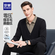 羅蒙假兩件針織衫男翻領(lǐng)條紋毛衣男秋冬男士休閑保暖上衣打底衫男裝 5635條紋卡其 2XL 180 （適合150-170斤）