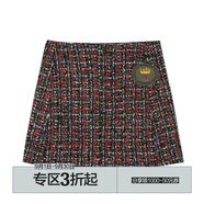 達衣巖氣質(zhì)花呢微A型短裙2021冬季新款時尚精靈膠牌短款半身裙 朝暮紅 L