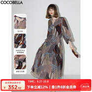 COCOBELLA度假風(fēng)波普印花雪紡連衣裙吊帶裙兩件套FR0018-2 幾何音律 M