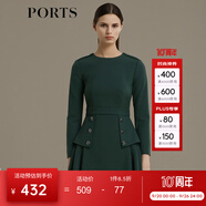 PORTS寶姿 新品女裝經(jīng)典雙排鉚釘裝飾連衣裙SA9D029NWQ037 銅繡綠 M (6)