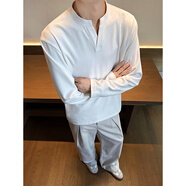 閃爆保暖德絨打底衫V領(lǐng)恤寬松內(nèi)搭男女疊穿上衣 白色 M