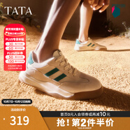 他她（TATA）男士阿甘男鞋復古德訓鞋男運動(dòng)休閑鞋厚底板鞋小白鞋PCB01AM5 米/綠 38