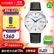 西鐵城（CITIZEN）手表光動能小牛皮表帶 時尚簡約休閑男士腕表情人節(jié)禮物 BM7461-18A