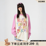 LALABOBO【陳丹妮同款】長(cháng)袖T恤純棉多巴胺原創(chuàng  )寬松可愛(ài)薄衛衣LBEA-WSDT17 粉紅色 M