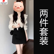 皮爾卡丹（pierre cardin）法式別致絕美波點(diǎn)連衣裙子女秋2025新款感襯衫短裙兩件套裝裙 襯衫+短裙【兩/件套裝】 S 40/45kg