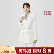 阿瑪施（AMASS）女裝通勤氣質(zhì)四?？壑虚L(zhǎng)款西裝西服外套女5400773 純凈白 L (4碼)