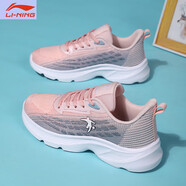 李寧1990李寧（LI-NING）品牌女鞋致輕跑鞋2025春季新款透氣跑步鞋子女款 龍雀飛電5c水蜜桃粉 309 雙網(wǎng)【超輕減震，跑跳專用】 38