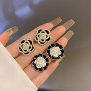 小香風(fēng)耳飾花呢風(fēng)格珍珠茶花耳環(huán)女士高端輕奢小眾耳環(huán)氣質(zhì)2023新 10靜曼2件套