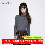 AIVEI欣賀艾薇2025冬季高領(lǐng)針織衫cleanfit簡(jiǎn)約條坑毛衣XRV6M31A 灰色 S