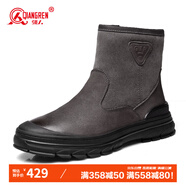 強人保暖雪地靴羊皮毛一體戶外男靴3515冬季棉靴 JDS011KC 灰色 40