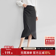 尚都比拉氣質(zhì)設(shè)計感半身裙女裝秋季開衩包臀裙顯瘦中長款裙子女 斑鳩灰 XL