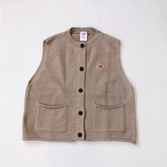 張曉沫日系24秋冬新品danton針織百搭條紋無袖馬夾坎肩上衣女 淺卡其 均碼 均碼