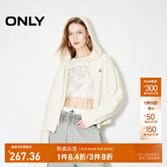 ONLY冬季可愛(ài)少女含羊毛連帽長(cháng)袖針織衫女|12443B010 A43 奶油白色 M 165/84A