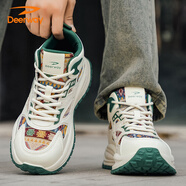 德?tīng)柣荩―EERWAY）老爹鞋男鞋2025秋季高幫休閑鞋男士厚底增高潮流運動(dòng)鞋經(jīng)典米綠41