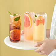 綠珠（lvzhu）早餐牛奶杯玻漓杯網(wǎng)紅ins風(fēng)女高顏值家用喝水杯果汁飲料杯 玻璃杯-(四只裝) 320ml